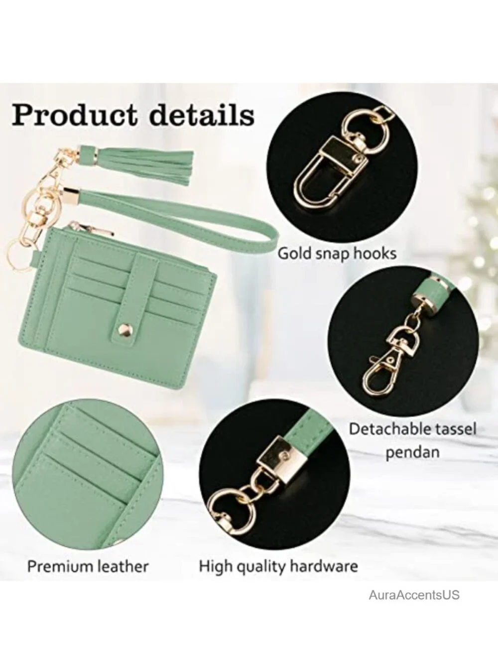 RFID Blocking Vegan Leather Wristlet Wallet with 8 Card Slots & Detachable Strap